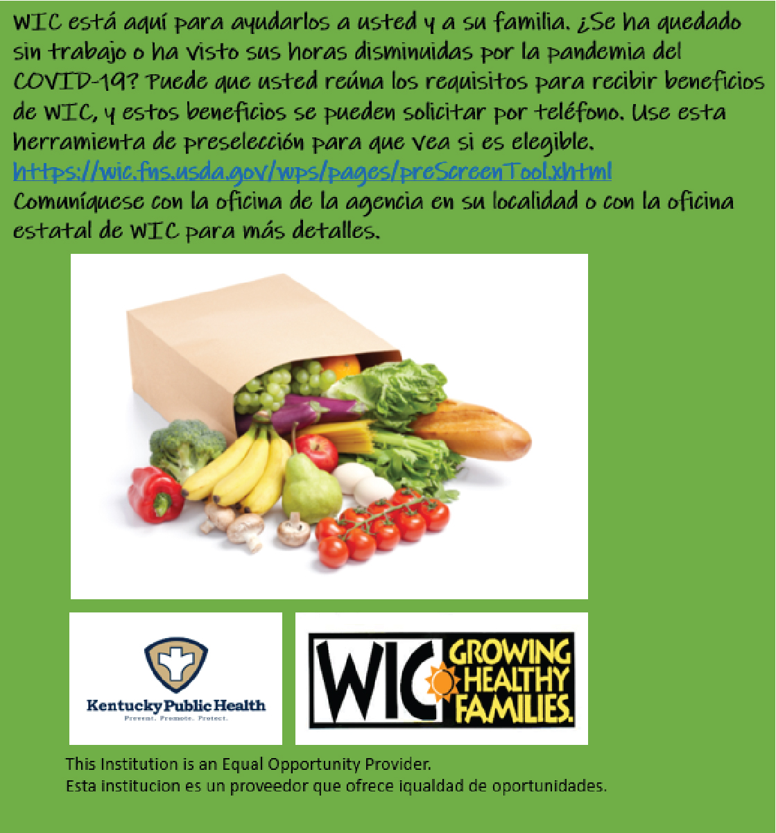 Kentucky WIC Approved Food List Spanish